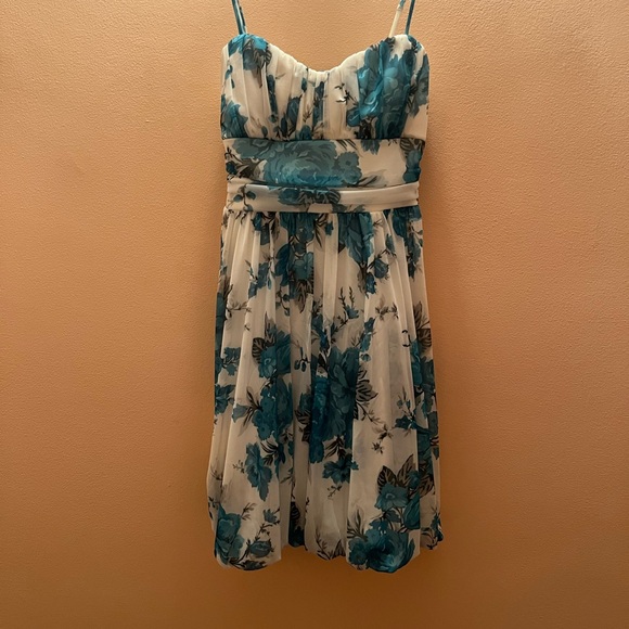 Speechless Teal and White Floral Dress - Picture 1 of 3